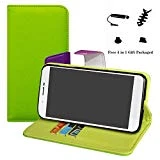 LFDZ Archos 55 Helium Coque, PU Cuir Portefeuille Fonction Housse Debout Coque Étui Couverture pour Archos 55 Helium / 55 Helium Ultra Smartphone (4 en 1 Cadeau emballé),Vert