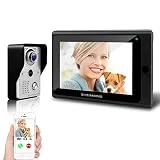 SHEMSINZ Système d'interphone vidéo de porte sans fil, 1x moniteur Wifi 7 pouces + 1x caméra de porte filaire 720P, système d'entrée de porte de villa à écran tactile