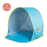 LUDI - Tente de plage avec Protection UV 50. Dès 10 mois. Structure pop-up légère, se plie et se range facilement dans un sac. Dimension : 105 x 90 x 100 cm. Fournie avec 4 fixations au sol.  - 2304