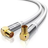 CSL-Computer Premium 3,0m câble d'antenne Connecteur à Angle 90° | Facteur de Blindage 135 DB/Résistance 75 Ohm | pour HDTV/Full HD | Prise coaxial sur fiche coaxial mâle - Femelle