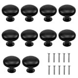 Natuce 10PCS Noir Tiroir de Porte Poignée, 30mm Bouton de Meubles, Unique Trou Rond Boutons de Tiroir, Boutons de Porte, Poignées de Meuble pour Placard Armoire Cuisine, chambre d'enfant