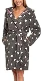 L&L Peignoir de Bain Veste d'Intérieur à Capuche Femme LL0106 (Onyx/Blanc étoile, M)