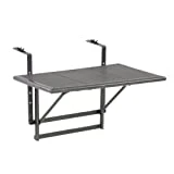 greemotion Table de balcon suspendue Toulouse 40 x 60 cm - Table de balcon rabattable gris métal - Petite table pliante murale à suspendre - Table 2 personnes à hauteur réglable