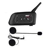 V6 Pro 1200m Intercom Moto Bluetooth,Casques Kit Moto Main Libre Ecouteur Bluetooth/Oreillette Anti Bruit Casque Communication Système Microphones,Connecter Jusqu'à 6 Riders,pour Moto,Vélo(1 Pack)