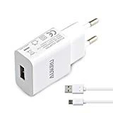 Aukru Chargeur Secteur 5V 2A Adaptateur USB Inclus Cable Micro-USB pour Samsung Galaxy S7/HTC/Nexus 6P/ LG G5/ Nokia/Huawei P9/ ASUS Télephones et Tablettes [Blanc]