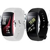 Rukoy Courroie de Montre Intelligente pour Samsung Gear Fit2/Gear Fit 2 Pro [Lot de 2: Noir + Blanc], Accessoires de Bandes de Remplacement pour Samsung Gear Fit2 Pro SM-R365/ Gear Fit2 SM-R360