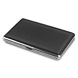Étui à Cigarettes Fin Noir Cigarette Support Coque Long Cadre en métal Cigarette Box avec Surface PU Cuir pour Hommes (Peut contenir 14 Cigarettes) ...