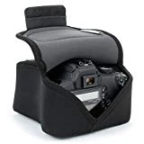 USA Gear Housse Etui Appareil Photo Numérique et Accessoire en Néoprène Rembourré, Protection Robuste avec Poche et Ceinture - Compatible avec Appareils Canon, Nikon, Pentax, Lumix Et Plus - Noir