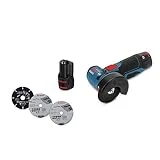 Meuleuse d'angle avec Batterie GWS 12 V-76 (Batterie 2 x 3,0 Ah, 12 V, Ø de Perçage :10 mm, dans Coffret L-Boxx)