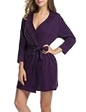UNibelle Femme Peignoir de Bain Vêtement de Nuit Pyjama Robe de Chambre Kimono en Coton Violet S