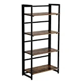 VASAGLE Bibliotheque, Étagere, Support, Meuble de Rangement, Montage Facile, Pliable, avec Cadre Métallique, pour Salon, Chambre, Cuisine, Bureau, Rétro, Noir, Marron LLS88X