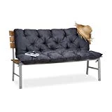 Relaxdays Matelas Coussin pour Banc de Jardin terrasse Balcon intérieur Dossier Banquette HxlxP: 8 x 142 x 96 cm, Gris