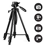Amzdeal Trépied Appareil Photo - Trépied Caméra 160cm Hauteur Réglable en Alliage Aluminium Solide et Léger avec Tête Pivotante 3D Panoramique à 360°- Trépied Voyage pour Caméscope Smartphone DSLR SLR