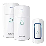 Sonnettes Sans Fil AVANTEK D-3E Carillon de Porte à 400 Mètres Kit de Carillon Étanche avec 2 Récepteurs Enfichables et 52 Mélodies pour Maison, Bureau, Hôtel, et etc (Blanc)