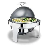 Furniture feet-DA Réchaud en Acier Inoxydable Demi-Tour, Chauffage électrique, Chauffe-Plats pour Serveur de Buffet à Fondue