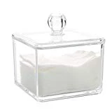 Daorier Acrylique Boite à Coton Tiges Holder Box Boîte de Rangement Boîte de Rangement Maquillage Cosmétique pour Tous Vos Cosmétiques (Blanc-1)