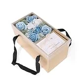 YJYRCYJLH Main, boîte de Cadeau Rose de Savon, Carte d'arôme de Dentelle Surprise créative, Anniversaire de fête des mères de Saint Valentin et Autres Cadeaux de Vacances,Blue
