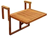 INTERBUILD Stockholm réglable Table de Pont de Balcon Pliante à Suspendre Patio Railing Table Doré (Teck) 丨60 x 45cm