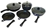 Pradel Excellence - 52005M - Lot Cuisson 5 Pièces 'Façon Pierre' 1 Poêle 24 cm, 1 Poêle 28 cm, 1 Sauteuse 28 cm, 1 Wok 32 cm, 1 Faitout 28 cm