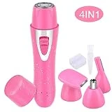 Rasoir Electrique Femme, AUKUYEE Rasoir Tondeuse Femme Rasoir Electrique Femme Rasoir Tondeuse Femme, Imperméable, pour Tondeuse Bikini, Visage, Sourcils, Nez, Zones du Corps (Rose)