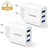 Chargeur Secteur USB 3 Ports Universel Chargeur Mural (5V 3A Max) Adaptateur USB Universel pour Apple iOS, Android, Appareils Portable Windows etc(2 Pack) (Blanc)
