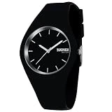 Montre Gosear unisexe - Sport, style décontracté - Silicone, quartz, noir