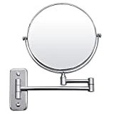 SONGMICS Miroir mural double face, Mirroir de maquillage, Miroir cosmétique, 10 Fois grossissement, 360° Pivotant, Extensible, Ø20 cm BBM001