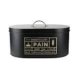 LA BOITE A BT6671 Boite à Pain, Metal, Noir-Doré, 34,5 x 20 x 18,5 cm