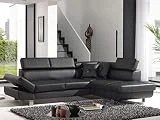 Bestmobilier - Lisbona - Canapé d'angle Convertible - en PU - avec têtières réglables - Droit