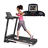 ISE Tapis de Course Pliable Semi-Pro Tapis de Marche|Electrique Motorisé 12.8 km/h avec 12 Programmes d'exercices pré-établis et écran LED|Sans inclinaison avec Roues de Transport,Max. 120 kg SY-T2702