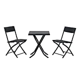 Outsunny Ensemble Meubles de Jardin Design Table carré et chaises Pliables résine tressée 4 Fils métal Noir