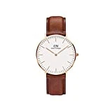 Daniel Wellington - 0507DW - St Mawes - Montre Mixte - Quartz Analogique - Cadran Rose - Bracelet Cuir Marron