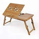Table d'Ordinateur Portable Pliable Bois Support d'Ordinateur Portable réglable Table de lit Ajustable avec tiroir Plateau de Lecture pour Enfants Haute qualité pour Livre Magazine Petit déjeuner