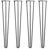 Lot 4 Pieds En Épingle À Cheveux En Acier 10mm Haute Qualité - Style Milieu 20ème Siècle - Protège-Pieds, Guide Installation, Vis Inclus - Disponible Dans 10-86cm Et Une Gamme Complète De Finitions