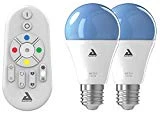 AwoX SKR2Lm-C9-E27 Kit 2 Ampoules connectées Bluetooth SmartLIGHT Color Mesh E27 9W + télécommande, Résine, 9 W, Blanc