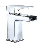 Design Elégant Robinet Salle Bain Cascade Mitigeur Lavabo Chromé Robinet Lavabo en Laiton Monotrou Sur Plage Robinetterie Salle de Bains