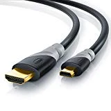 CSL - 5m (mètres) - Micro HDMI (type D) sur HDMI (type A) | câble doré (High Speed) HQ Micro HDMI 1.4 a avec prise en charge VRAIE 3D et Ethernet | Full HD / HD Ready / 3D | 1080 p / 2160 p / 4K (Ultra HD)