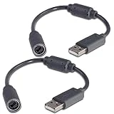 Fosmon Câble Adaptateur USB pour Manette Xbox 360 et Xbox360 - Adaptateur USB pour Contrôleurs de Jeux - pour Microsoft Xbox - Lot de 2 / Noir