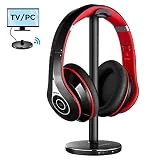 Mpow Casque TV sans Fil, Casque Bluetooth 059 avec Support D'écouteur Bluetooth, Casque Stéréo sans Fil Pliable pour La Télévision, Récepteur Branchez & Jouez pour Téléphone Récepteur TV PC