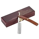 Rasoir Coupe Choux Barbe Professionnel AKUNSZ Rasoir Manuel Lame tranchante en Acier inox DIN 17400 avec une Boîte en Bois, Rasoir Barbier Cadeau Idéal pour les Amis et la Famille