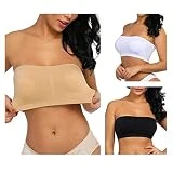 Boolavard Soutien-Gorge Genre Bandeau pour Femme sans Couture Élastique Lot de 3 Noir, Blanc Et Chair L: (38-40)
