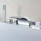 kinse Système de Douche Mitigeur pour Baignoire Robinet Cascade de Baignoire 5 trous Robinet Douchette pour Salle de Bain