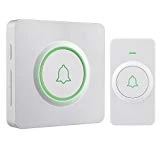 Sonnette Sans Fil AVANTEK DW-11 400m Sonnette de Porte Étanche Kit de Carillon Electronique avec un Récepteurs Enfichables, 52 Mélodies au 5 Niveaux Volumes pour Maison, Bureau, Hôtel, etc (Blanc)