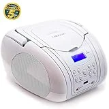 Lecteur CD / MP3 Lauson | Radio FM/stéréo Portable PLL avec des Préréglages pour Enregistrer Les Stations Favorites | avec Lecteur USB pour MP3 | Affichage LCD | Lecteur CD- CD/R (Blanc) CP454