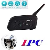 YUZEU 1200m V6 Intercom Moto Bluetooth,Kit Oreillette Bluetooth Casque Moto Interphone Main Libre avec Anti Bruit Communication Système Microphones,Connecter Jusqu'à 6 Riders pour Moto/Vélo(1 Pack)