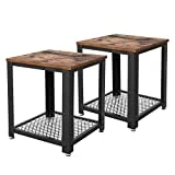 VASAGLE Table d'Appoint 2 Tables de Chevet Table Basse avec Rangement Armature en métal pour Cuisine, Chambre Style Industriel Look Vintage Aspect usagé Table rétro LET82X