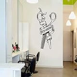 BFMBCH Tailleur Et Rasage Signe La Coupe Des Hommes Vinyle Stickers Muraux Art Coiffeur Famille Et Barbier Boutique Stickers Muraux Gris 57x120cm