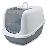 XXL Toilette de chat NESTOR JUMBO blanc-gris spécialement pour chat de grands races