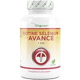 Biotine Selenium Advanced - 365 comprimés - 10 000 mcg de biotine + 200 mcg de sélénium + 10 mg de zinc - Pour 12 mois - Végétalien - Formule à haute dose pour la peau