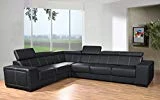 tendencio Canapé d'angle 6 Places CAARIA Noir Simili Cuir Moderne avec têtières réglables